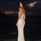 Robe serpillière dos nu, robe moulante à paillettes